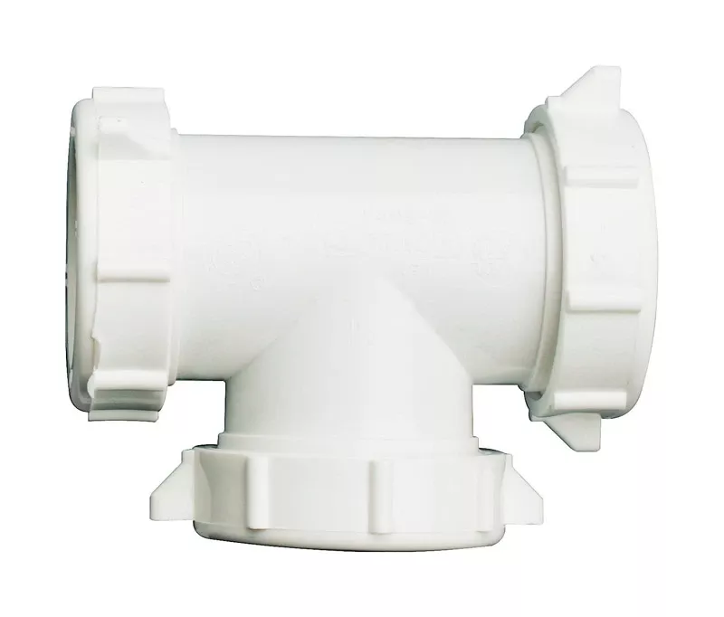 1-1/2 In. Diameter Plastic 3-way Coupling Tee With Reducer Washers
