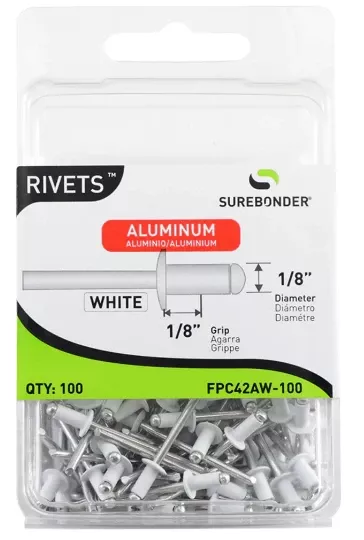 100-Pack Short White Aluminum Rivets
