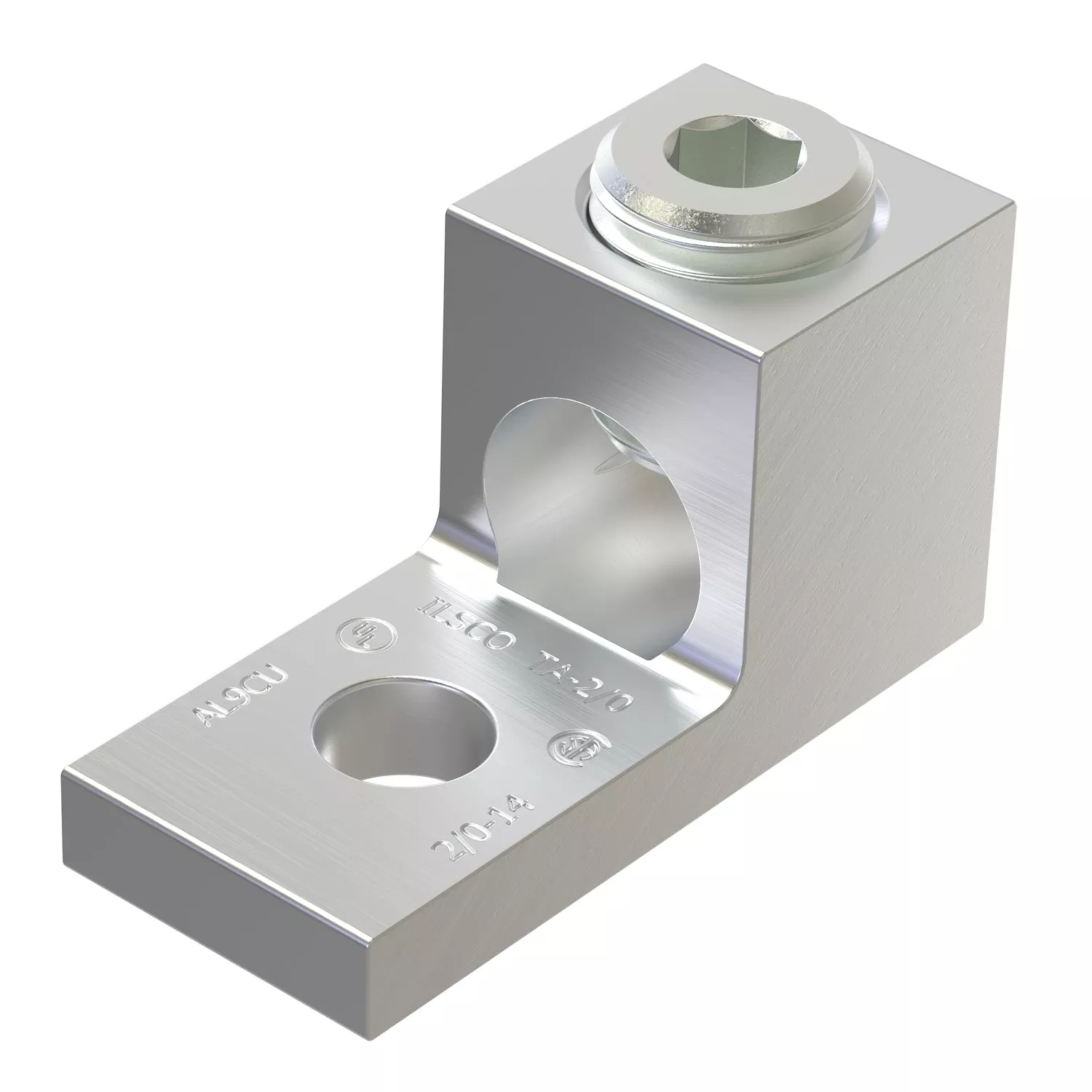 14-2/0 Awg Electrical Lug Silver 2 Pk