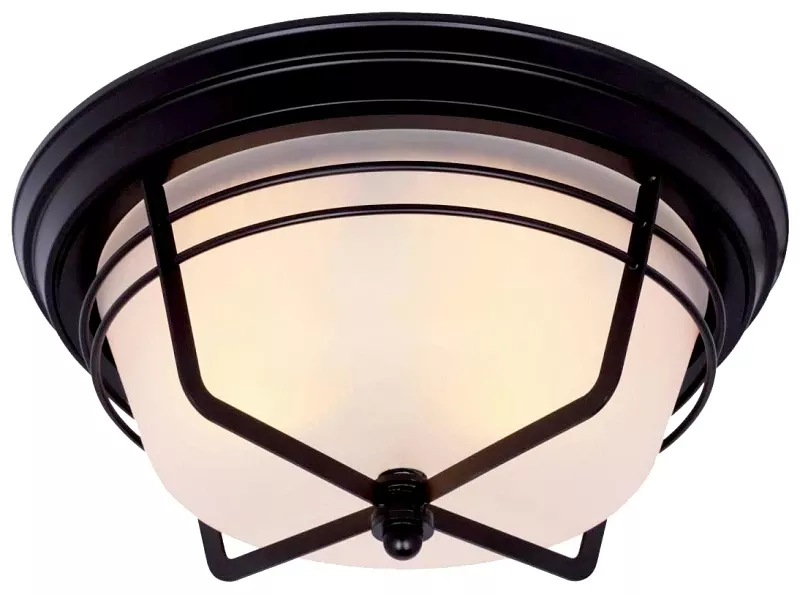2-light Ceiling Fixture, Flush-mount, Weathered Bronze