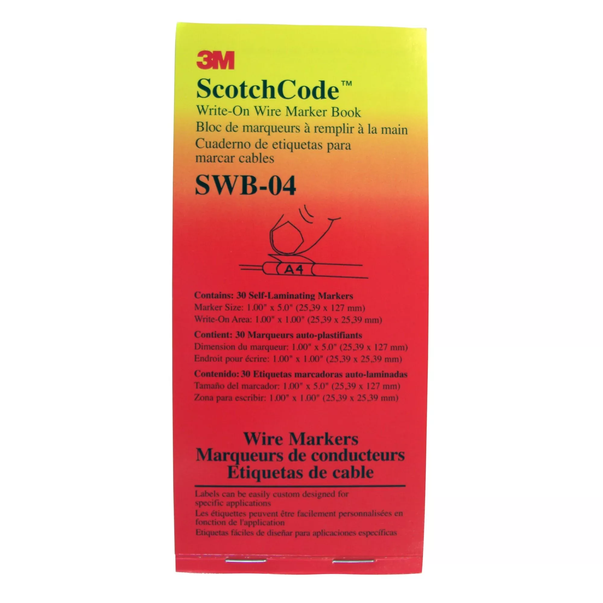 3M ScotchCode Write-On Wire Marker Book SWB-04, 1 in x 5 in