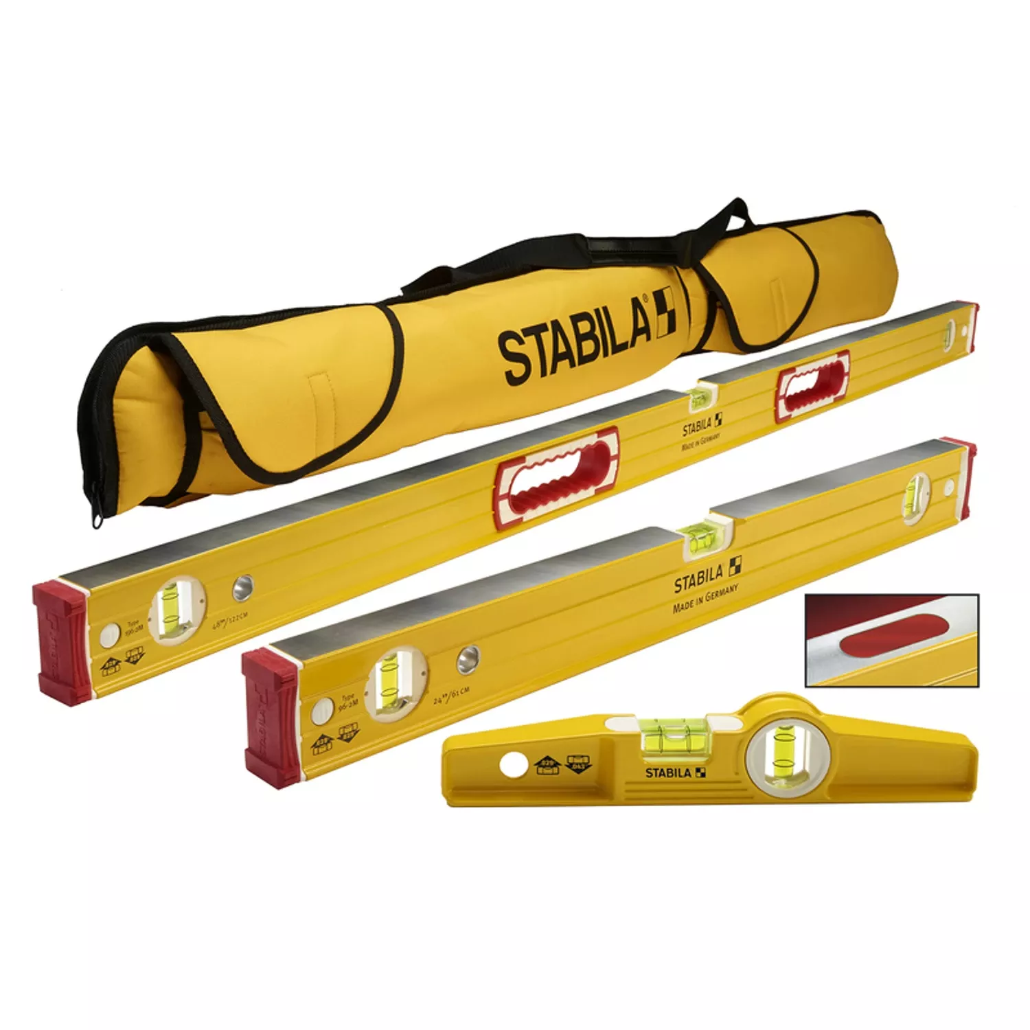 96m Aluminum Magnetic Level Set With 48" And 24" Levels And Torpedo Level