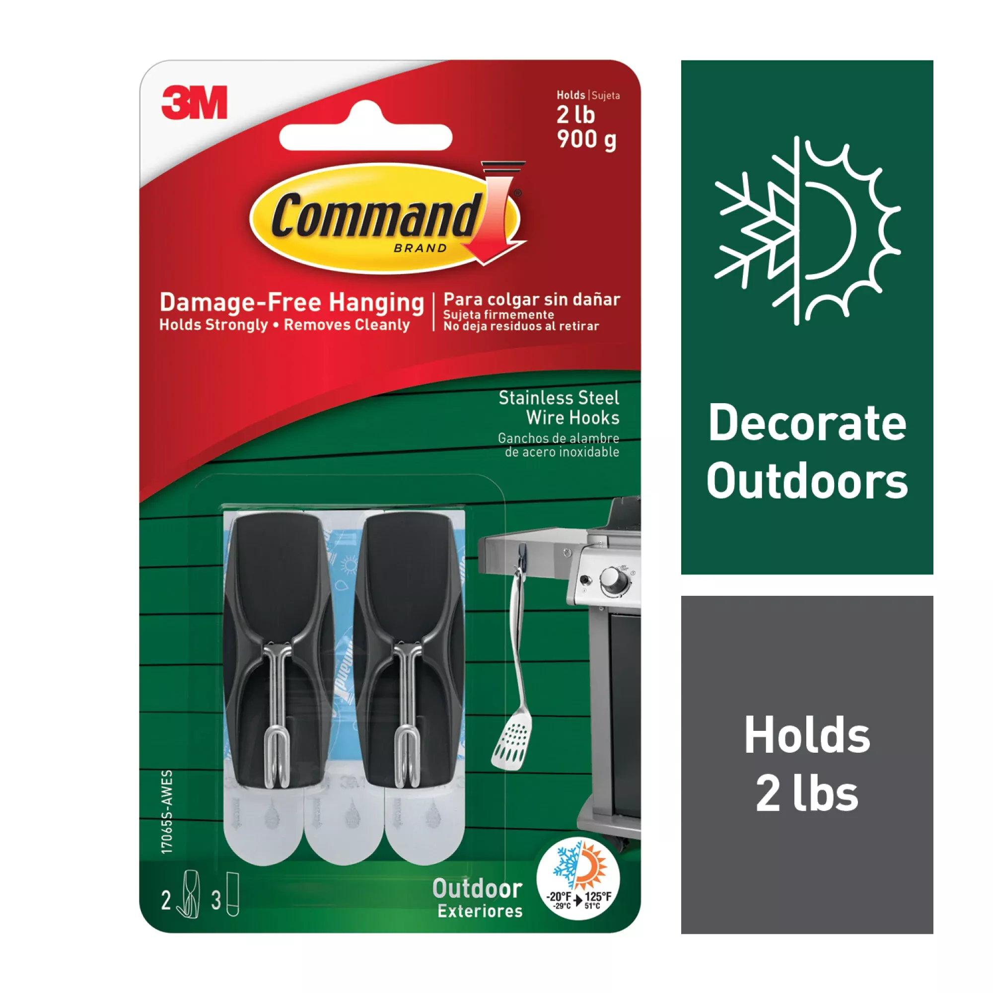 Command Outdoor Stainless Steel Wire Hooks 17065S-AWES