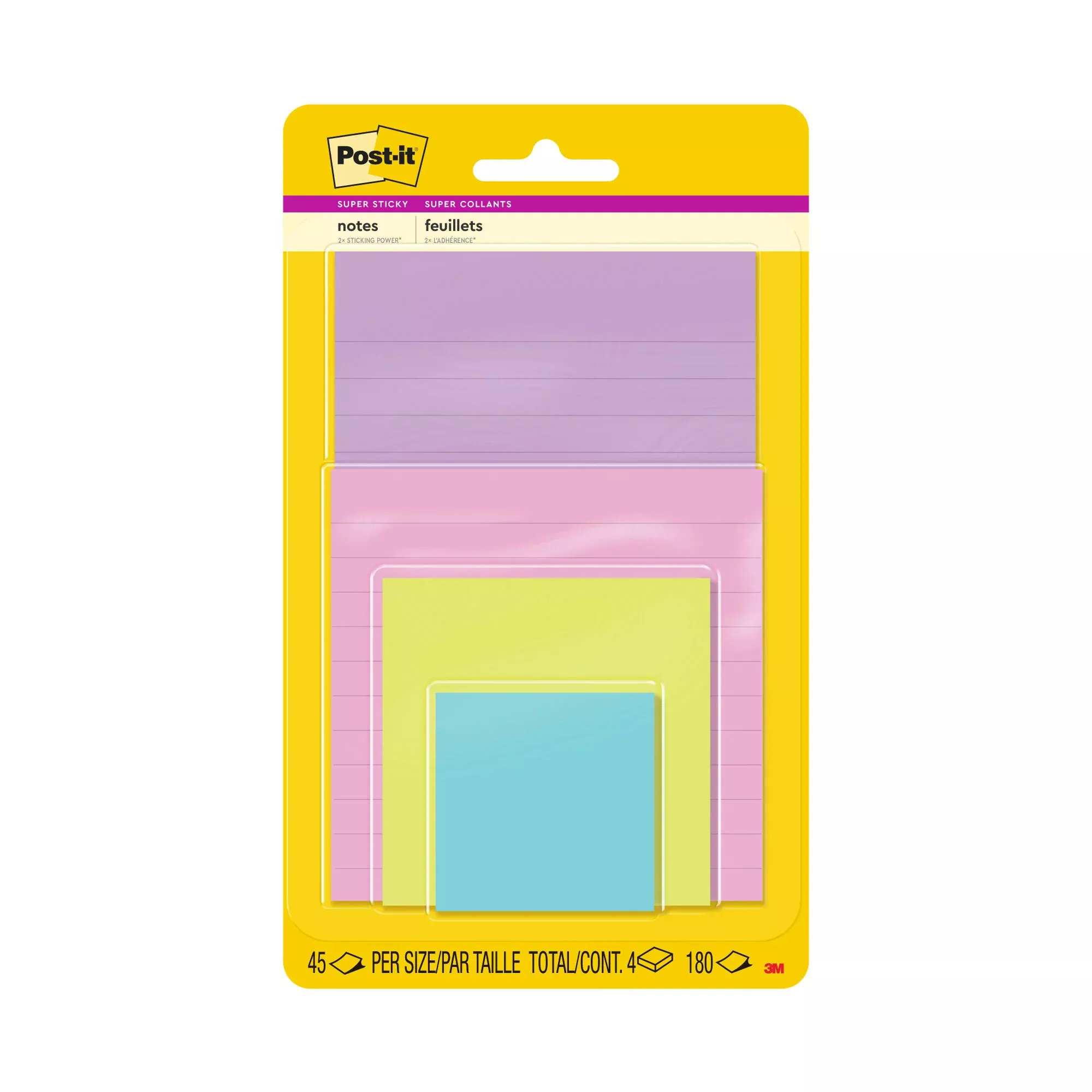 Post-it Super Sticky Notes 4622-SSMIA, Multi Sizes, Supernova Neons Collection