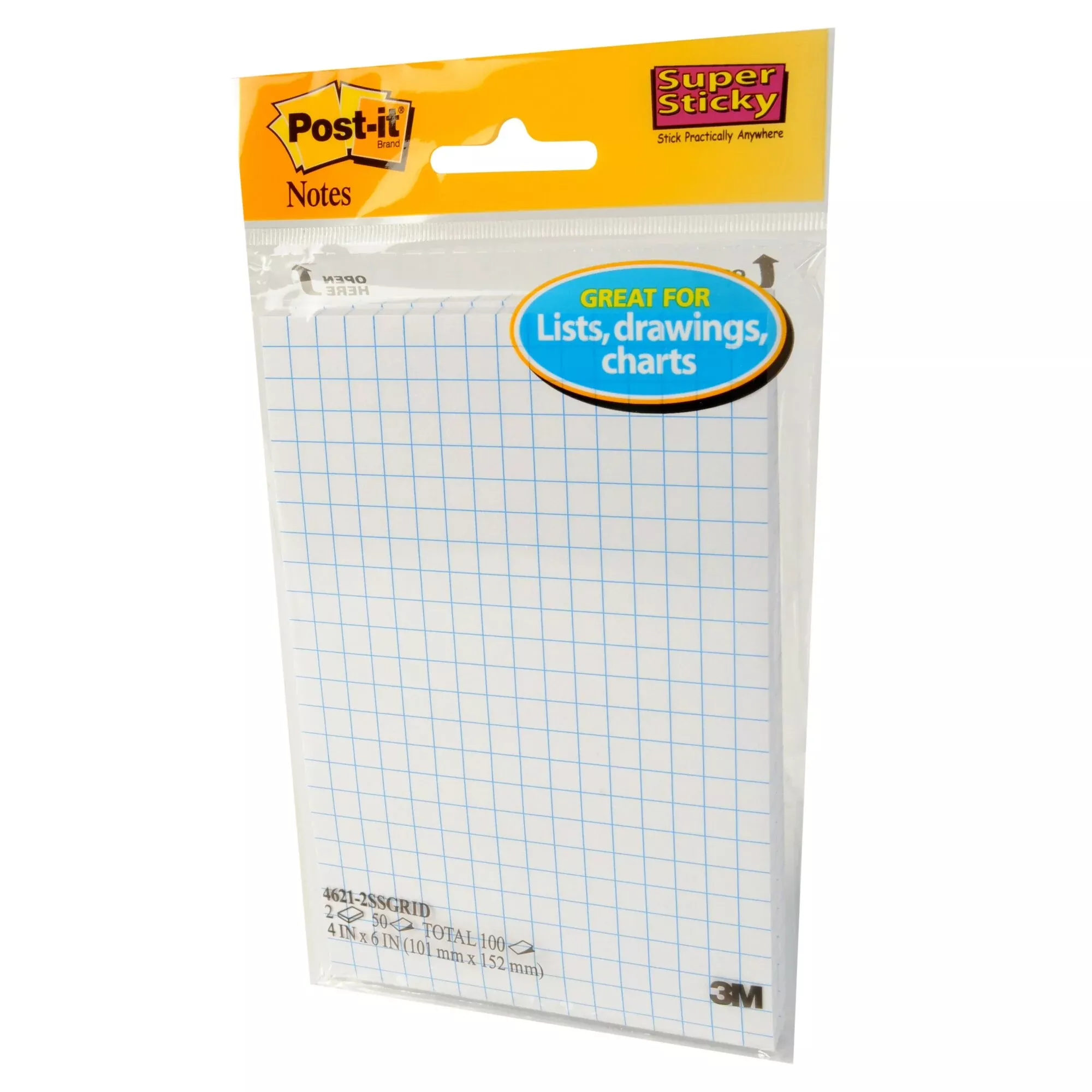 Post-it Super Sticky Notes on Grid Paper 4621-2SSGRID