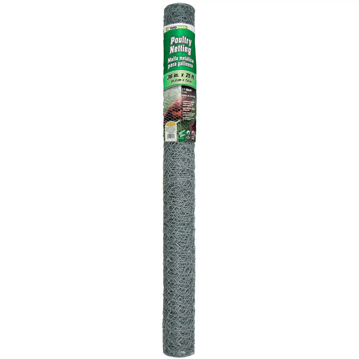 Poultry Netting, Galvanized Steel, 1 In. Mesh, 36 In. x 25 Ft.