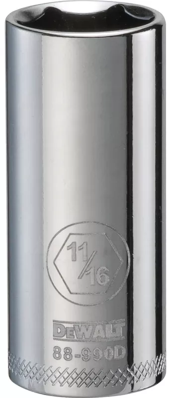SAE Socket, Deep, 6-Point, 11/16 In., 3/8 In. Drive