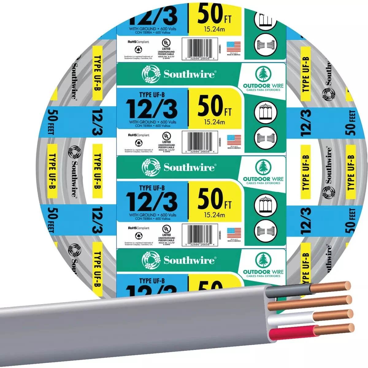 Underground Feeder & Branch Circuit Cable, 50 Ft.