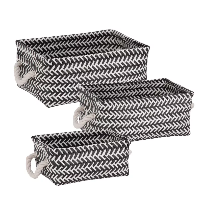 Zigzag Baskets, Black, 3-Pc.
